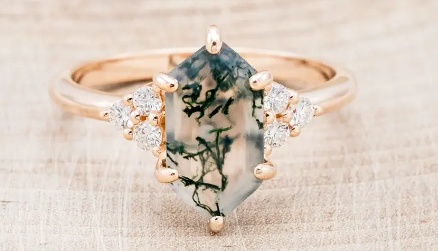 Moss Agate Vine Bloom Ring