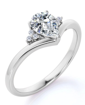 Pear Cut Moissanite Trinity Ring