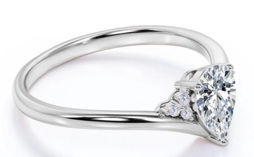 Pear Cut Moissanite Trinity Ring